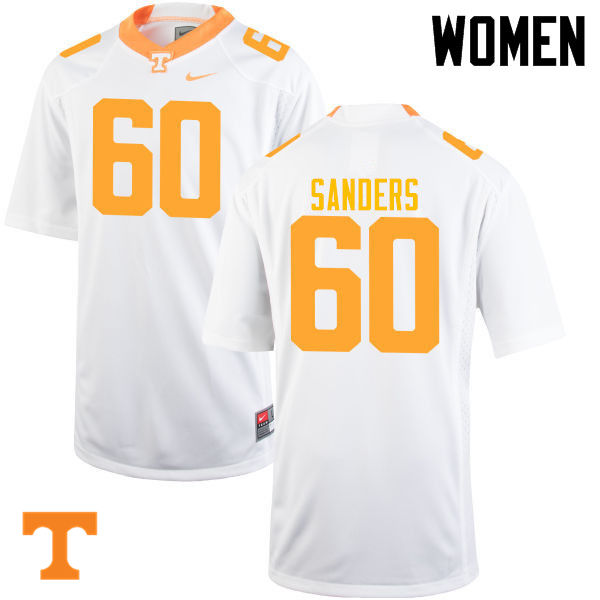 Women #60 Austin Sanders Tennessee Volunteers College Football Jerseys-White